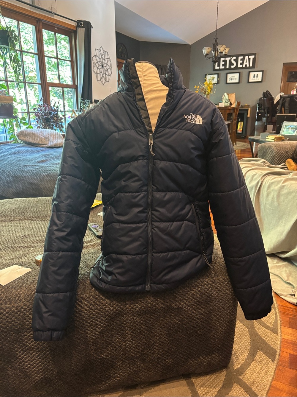 The North Face men's Navy Quilted Puffer Jacket